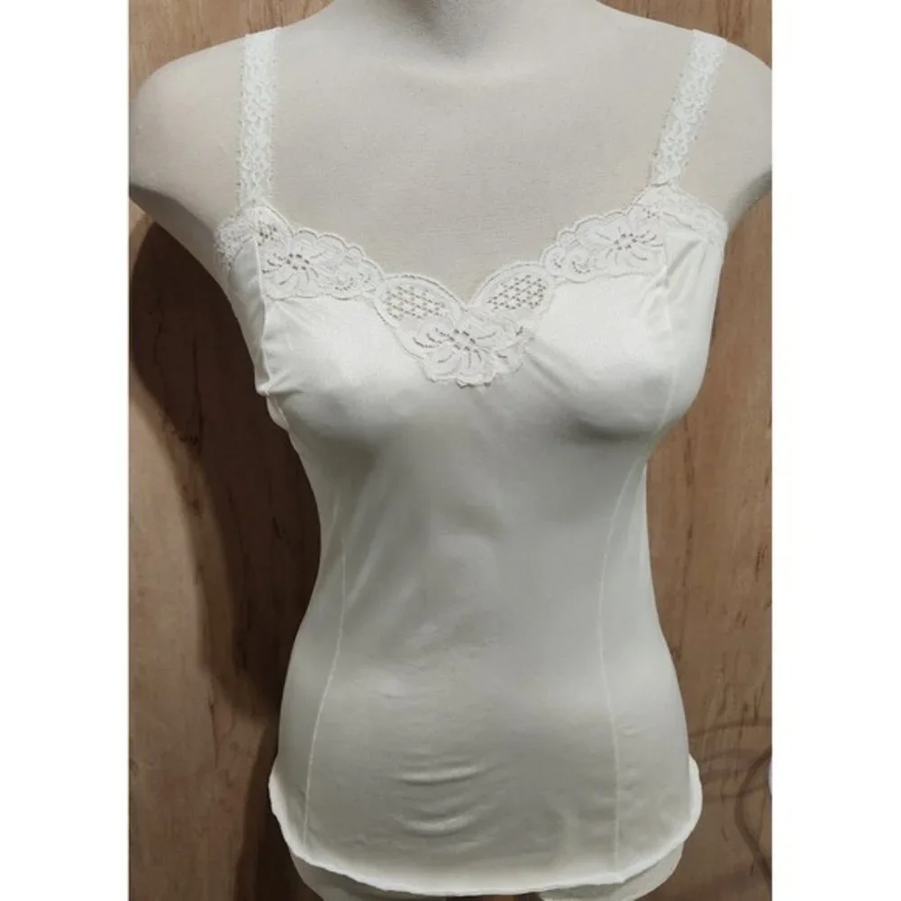 French Maid Vintage Ivory Lace Trim Camisole‎ Top Lingerie romantic whimsifairy